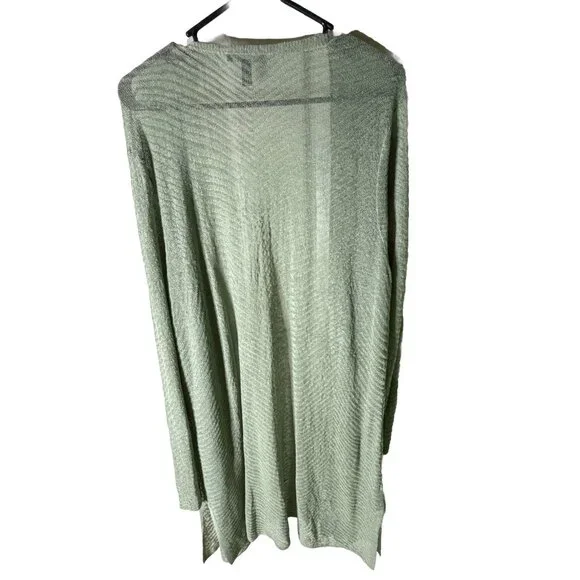 Eileen Fisher Sage Green Hemp Open Front Long Waisted Cardigan XL NEW! - Picture 3 of 6